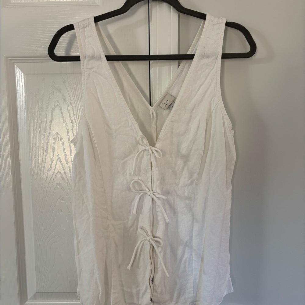 a new day White Tie-Front Tank Top